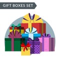 Big pile of colorful gift boxes Royalty Free Stock Photo