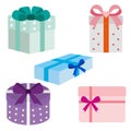 Big pile of colorful wrapped gift boxes. Lots of presents. Flat style illustration isolated on white background. Royalty Free Stock Photo