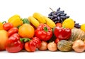 Big pile fruits, vegetables, berries isolated on white Royalty Free Stock Photo