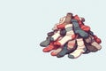 A big pile of miscellaneous socks. Space for text. Royalty Free Stock Photo