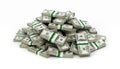 Big pile of money american dollar bills on white background 3d Royalty Free Stock Photo