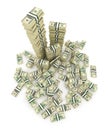 Big pile of the money. Green dollars USA 3D Royalty Free Stock Photo