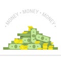 Big pile of money vector illustration.