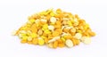 Big pile of yellow pills on white background close up Royalty Free Stock Photo