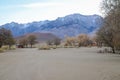 BIG PINE, CALIFORNIA, UNITED STATES - Dec 06, 2020: Tinnemaha Campground beneath Eastern Sierra