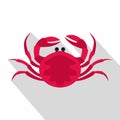 Big pink crab icon, flat style