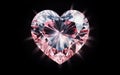 Big pink diamond glitter heart isolated on black background, Y2K and 90s style Royalty Free Stock Photo
