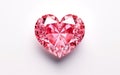 Big pink diamond heart isolated on white background with a cast shadow, Y2K and 90s style Royalty Free Stock Photo