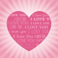 Big pink heart i love you lettering light background