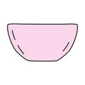 Big pink kitchen bowl, doodle style vector