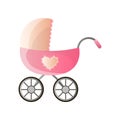 Big pink stroller for newborns with side decor