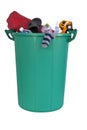 A big plastic green recycle bin filled with trash Royalty Free Stock Photo