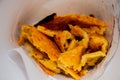 Big Plate of Farinata or Cecina or Torta di ceci thin unleavened pancake or crepe of chickpea flour