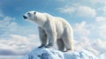 Big polar bear on a glacier, sky in the background. Melting iceberg and global warming. Concept climate change, melting glaciers Royalty Free Stock Photo