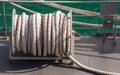 Big pontoon with bollard, tied in the harbor