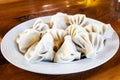 big portion of boiled Khinkali in local cafe