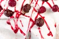 Big portion of vanilla ice-cream mwith berries on a top. Royalty Free Stock Photo