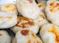 Big Potato Pancakes Kolduny, Draniki Stuffed Dumplings, Deruny, Kalduny Potato Latkes, Latkas Street Food Royalty Free Stock Photo