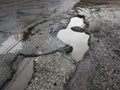 Big pothole in road Royalty Free Stock Photo