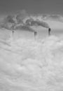 Big power station chimney with smoke above the city smog Royalty Free Stock Photo