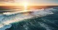 Big powerful ocean wave. Generative AI Royalty Free Stock Photo
