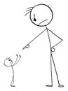 Big Powerful Person Blame or Accuse Small and Weak Man , Vector Cartoon Stick Figure Illustration