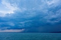 Big powerful storm clouds over tke Lake Balaton of Hungary Royalty Free Stock Photo