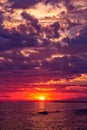 Big powerful sunset clouds at summer