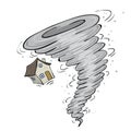 Big powerful tornado destroing house Royalty Free Stock Photo