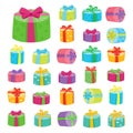 Big presents collection. Vector illustration of cartoon cute collection Royalty Free Stock Photo