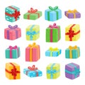 Big presents collection. Vector illustration of cartoon gifts Royalty Free Stock Photo