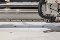 Big professional cnc plotter, processing a large scale set of foam panels for exhibition project.