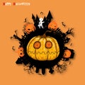 Big pumpkin on halloween background from vector Royalty Free Stock Photo