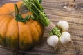 Big pumpkin and turnips