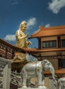 Big Quan Yin Statue Guan Yin Buddha with White Elephant Statue at Fo Guang San Temple Royalty Free Stock Photo