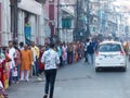 Huge Queue of Hindu Devotees at Laxmi Temple Indore-India