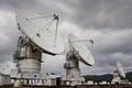 Big radio telescope on cloudy sky background Royalty Free Stock Photo