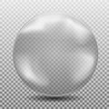 Big realistic white black air, watter bublle, transparent glass sphere with glares and shadow isola Royalty Free Stock Photo