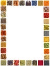 Big rectangular frame made of spices Royalty Free Stock Photo
