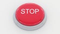 Big red button with stop inscription. Conceptual 3D rendering Royalty Free Stock Photo