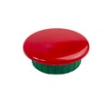 Big red button on white isolated, concept for emergency stop Royalty Free Stock Photo