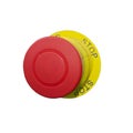 Big red button with the word stop. The object is isolated on a white background Royalty Free Stock Photo