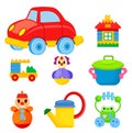 Childrens Colorful Toys Illustrations Set