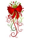 Big Red Christmas Bow and Ribbons Royalty Free Stock Photo