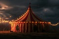 big red circus tent at night film production Royalty Free Stock Photo