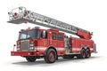 Big Red Fire Truck Isolated on White Royalty Free Stock Photo