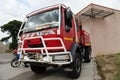 Big red firefighter truck france