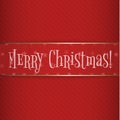 Big red gold Christmas Label on striped Background Royalty Free Stock Photo