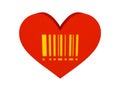 Big red heart with barcode symbol. Royalty Free Stock Photo