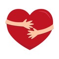 Big red heart in the hands Love, help, charity, health and care vector illustration design Royalty Free Stock Photo